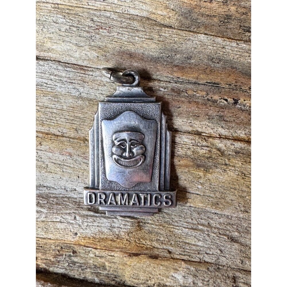 Sterling Silver DRAMATICS Charm Pendant Theater Mask Comedy Tragedy Vintage 6.8g
